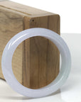 Baikalla Icy Lavender W/ Green Patch Jadeite Jade "Oval Hal-Round" Bangle Bracelet (52.9mm) 