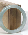 Baikalla Icy Oil-Green Jadeite Jade "Half Round" Bangle Bracelet (57.3mm) 