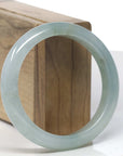 Baikalla Icy Oil-Green Jadeite Jade "Half Round" Bangle Bracelet (57.3mm) 