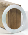 Baikalla Icy Light Green & White "Traditional Full-Round" Jadeite Jade Bangle Bracelet (54.9mm) 