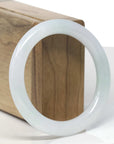 Baikalla Icy Light Green & White "Traditional Full-Round" Jadeite Jade Bangle Bracelet (54.9mm) 