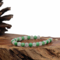 Baikalla Jewelry jade beads bracelet High Green Jadeite Jade Beads Bracelet With 18K Yellow Gold Clasp ( 6 mm )