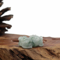 Baikalla Jewelry genuine jadeite carving Genuine Burmese Lavender Blue Green Jadeite Jade PiXiu Pendant Necklace