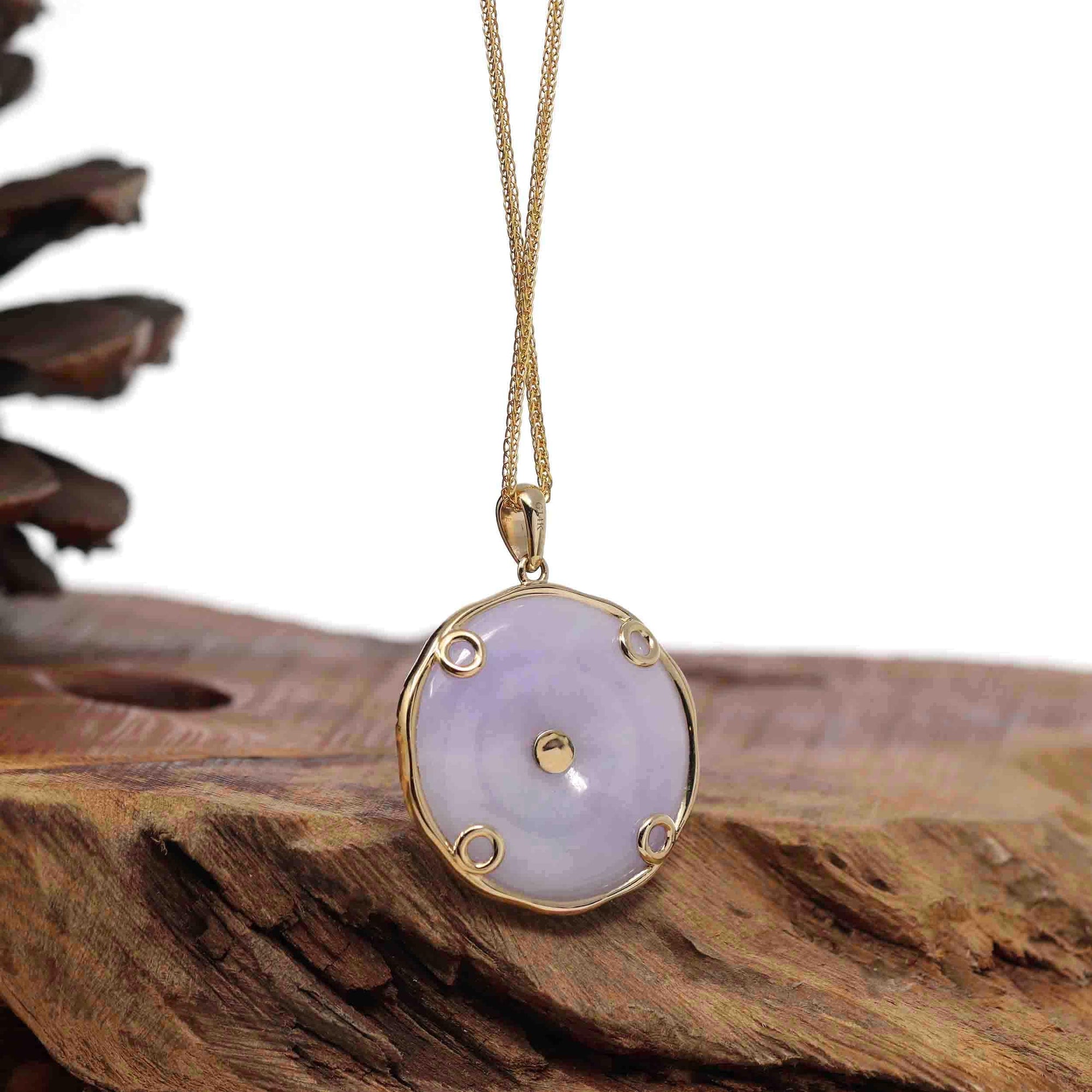 Baikalla Jewelry Jade Pendant Necklace Baikalla "Good Luck Button" Necklace Lavender Jadeite Jade Lucky KouKou Pendant Necklace