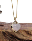 Baikalla Jewelry 18k Gold Jadeite Necklace Baikalla 14K Yellow Gold Genuine Burmese Lavender Jadeite Jade Heart Pendant with VS1 Diamonds High Jewelry