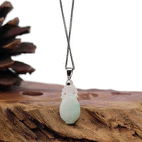 Baikalla Jewelry 18k Gold Jadeite Necklace Natural Unique Jadeite Jade Lucky Bottle Necklace with 14k White Gold Bail