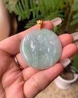 14K Yellow Gold Apple Green Jadeite Jade Pendant Simple Bail x 2