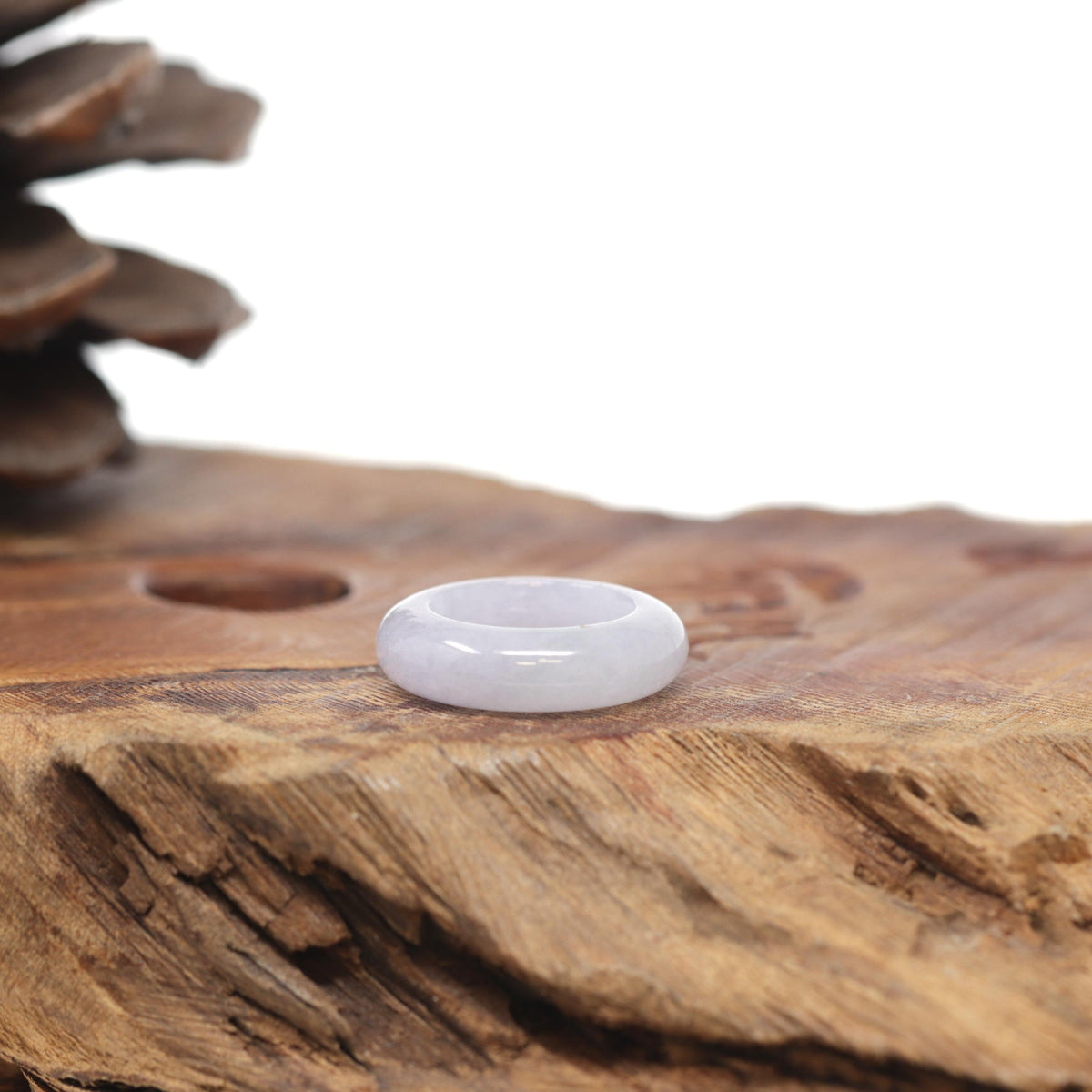 Baikalla Natural Icy Light Lavender Jadeite Jade Traditional Ring 