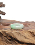 Baikalla Natural Icy Light Green W/ Apple-Green Patch Jadeite Jade Traditional Ring 