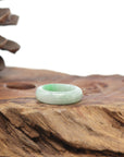 Baikalla Natural Icy Light Green W/ Apple-Green Patch Jadeite Jade Traditional Ring 