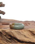 Baikalla Natural Oil-Green & Honey-Brown Burmese Jadeite Jade Traditional Ring 