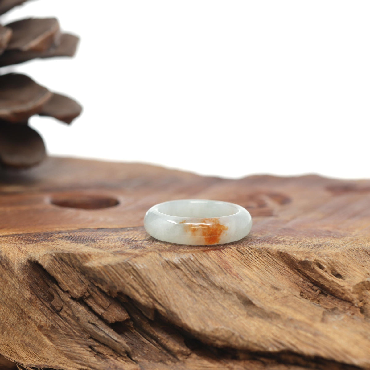 Baikalla Natural Icy Light Green &amp; Sajin (Golden Dust) Jadeite Jade Traditional Ring 