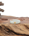Baikalla Natural Icy Light Green & Sajin (Golden Dust) Jadeite Jade Traditional Ring 