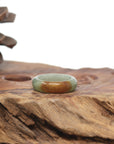 Baikalla Natural Oil-Green & Honey-Brown Burmese Jadeite Jade Traditional Ring 