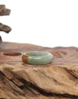 Baikalla Natural Oil-Green & Honey-Brown Burmese Jadeite Jade Traditional Ring 