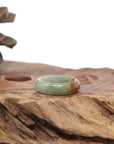 Baikalla Natural Oil-Green & Honey-Brown Burmese Jadeite Jade Traditional Ring 