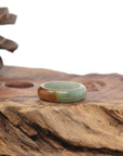 Baikalla Natural Oil-Green & Honey-Brown Burmese Jadeite Jade Traditional Ring 