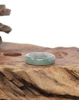 Baikalla Natural Light Grey Wuji & Apple-Green Jadeite Jade Traditional Ring 