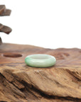 Baikalla Natural Vibrant Apple-Green Patch Jadeite Jade Traditional Ring 