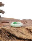 Baikalla Natural Vibrant Apple-Green Patch Jadeite Jade Traditional Ring 