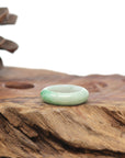 Baikalla Natural Vibrant Apple-Green Patch Jadeite Jade Traditional Ring 
