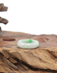 Baikalla Natural Icy Vibrant Apple-Green Patch Jadeite Jade Traditional Ring 