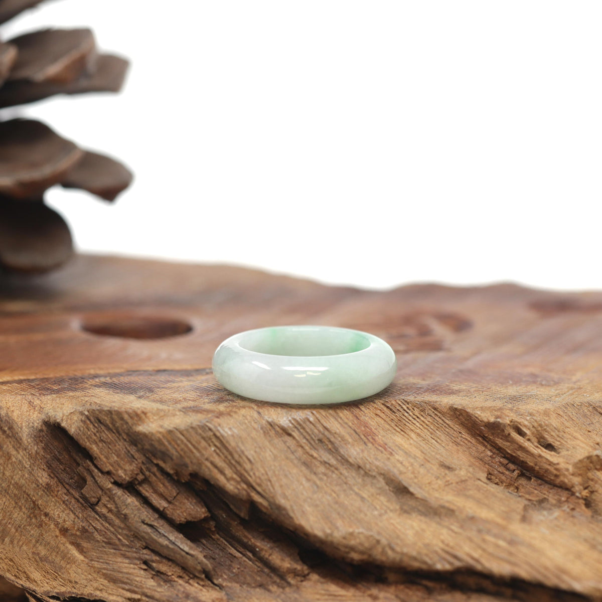Baikalla Natural Icy Vibrant Apple-Green Patch Jadeite Jade Traditional Ring 