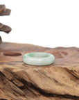 Baikalla Natural Icy Light Apple-Green Jadeite Jade Traditional Ring 