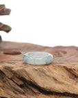 Baikalla Natural Icy Blue-Green Flowers Jadeite Jade Traditional Ring 