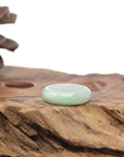 Baikalla Natural Icy Light Apple-Green Jadeite Jade Traditional Ring 