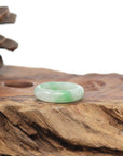Baikalla Natural Icy Light Green W/ Vibrant Apple-Green Patch Jadeite Jade Traditional Ring 