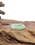 Baikalla Natural Icy Light Green W/ Vibrant Apple-Green Patch Jadeite Jade Traditional Ring 