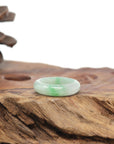 Baikalla Natural Icy Light Green W/ Vibrant Apple-Green Patch Jadeite Jade Traditional Ring 