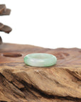 Baikalla Natural Icy Light Green W/ Vibrant Apple-Green Patch Jadeite Jade Traditional Ring 