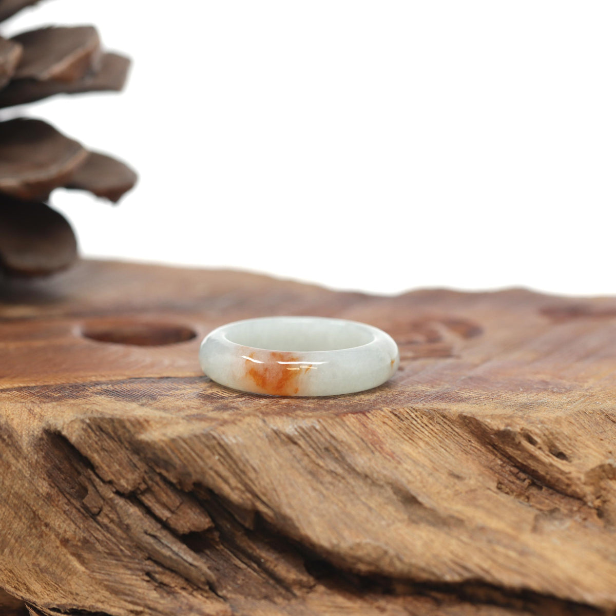 Baikalla Natural Icy Light Green &amp; Sajin (Golden Dust) Jadeite Jade Traditional Ring 