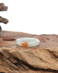 Baikalla Natural Icy Light Green & Sajin (Golden Dust) Jadeite Jade Traditional Ring 