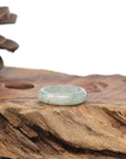 Baikalla Natural Icy Light Blue-Green Flowers Jadeite Jade Traditional Ring 