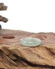 Baikalla Natural Icy Light Blue-Green Flowers Jadeite Jade Traditional Ring 