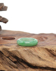 Baikalla Natural Icy Vibrant Apple-Green Jadeite Jade Traditional Ring 
