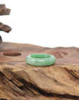 Baikalla Natural Icy Vibrant Apple-Green Jadeite Jade Traditional Ring 
