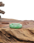 Baikalla Natural Icy Vibrant Apple-Green Jadeite Jade Traditional Ring 