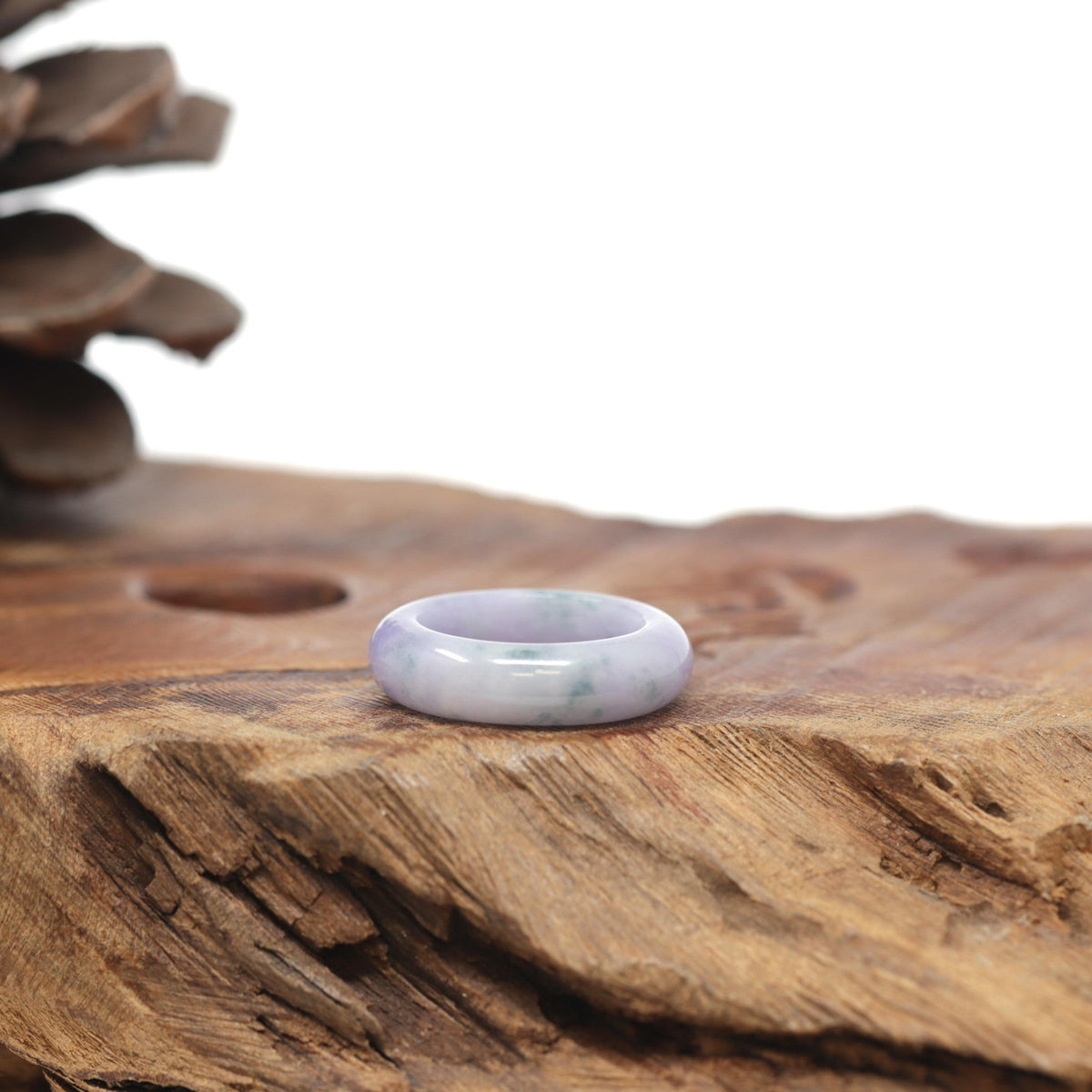 Baikalla Natural Lavender W/ Blue-Green Flowers Jadeite Jade Traditional Ring 
