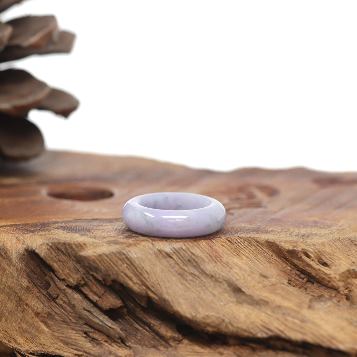 Baikalla Natural Lavender W/ Blue-Green Flowers Jadeite Jade Traditional Ring 