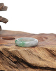 Baikalla Natural Light Grey Wuji & Apple-Green Jadeite Jade Traditional Ring 