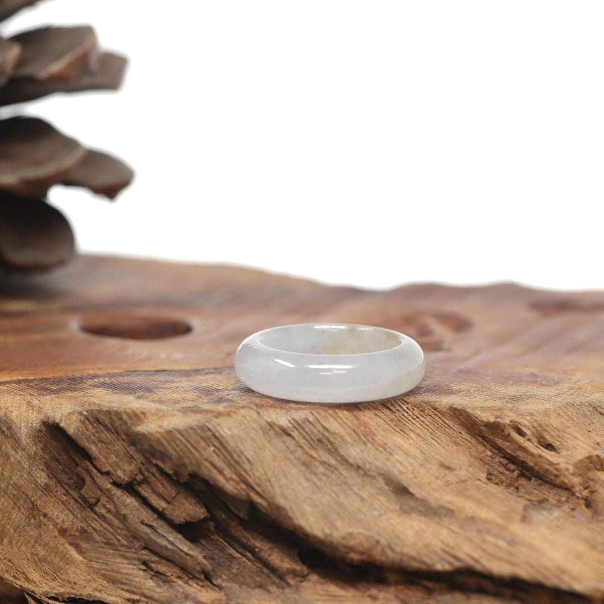Baikalla Natural Icy Light Yellow Patch Jadeite Jade Traditional Ring 