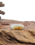 Baikalla Natural Icy Orange Patch Jadeite Jade Traditional Ring 