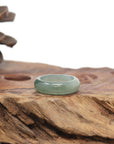 Baikalla Natural Icy Oil-Green Jadeite Jade Traditional Ring 
