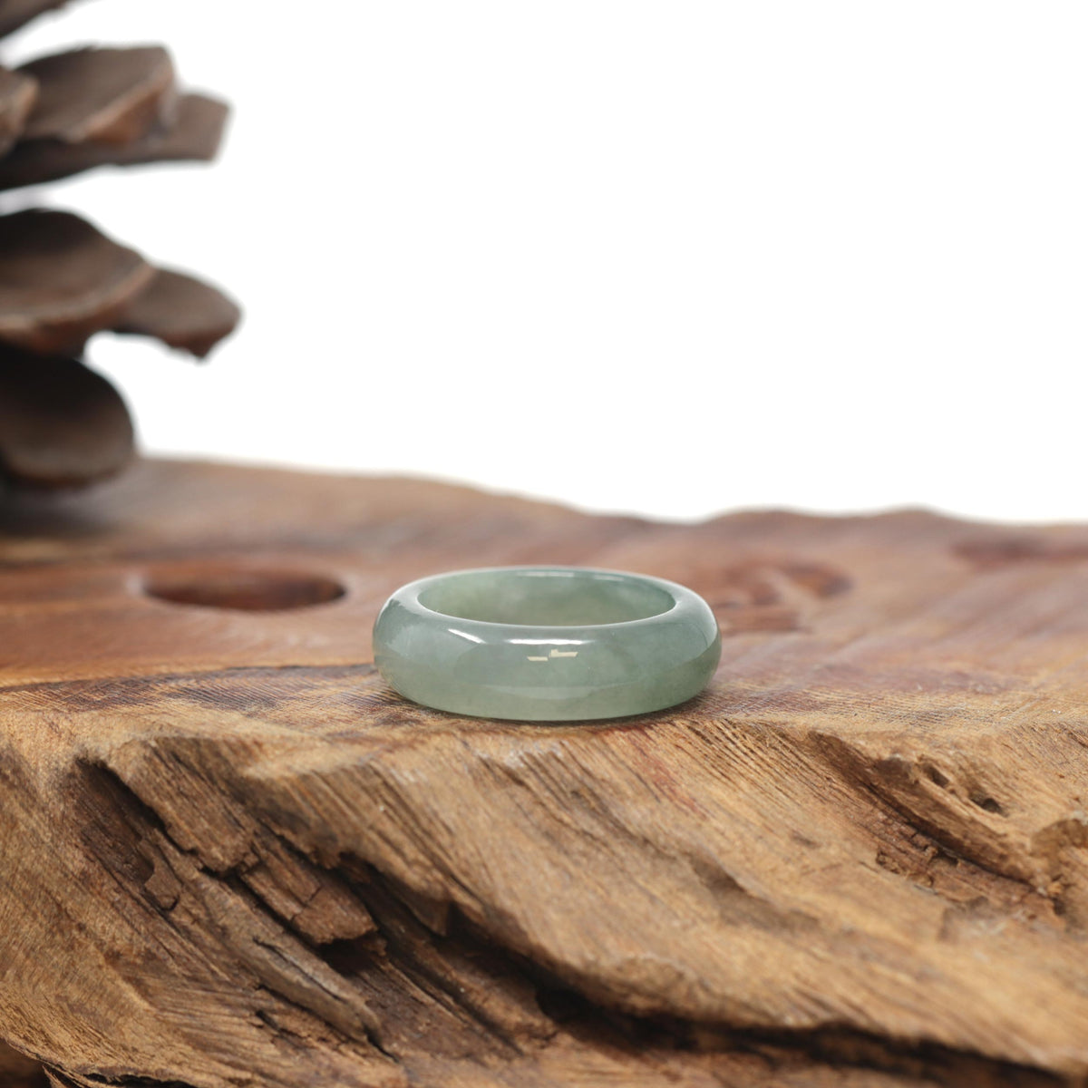 Baikalla Natural Icy Oil-Green Jadeite Jade Traditional Ring 