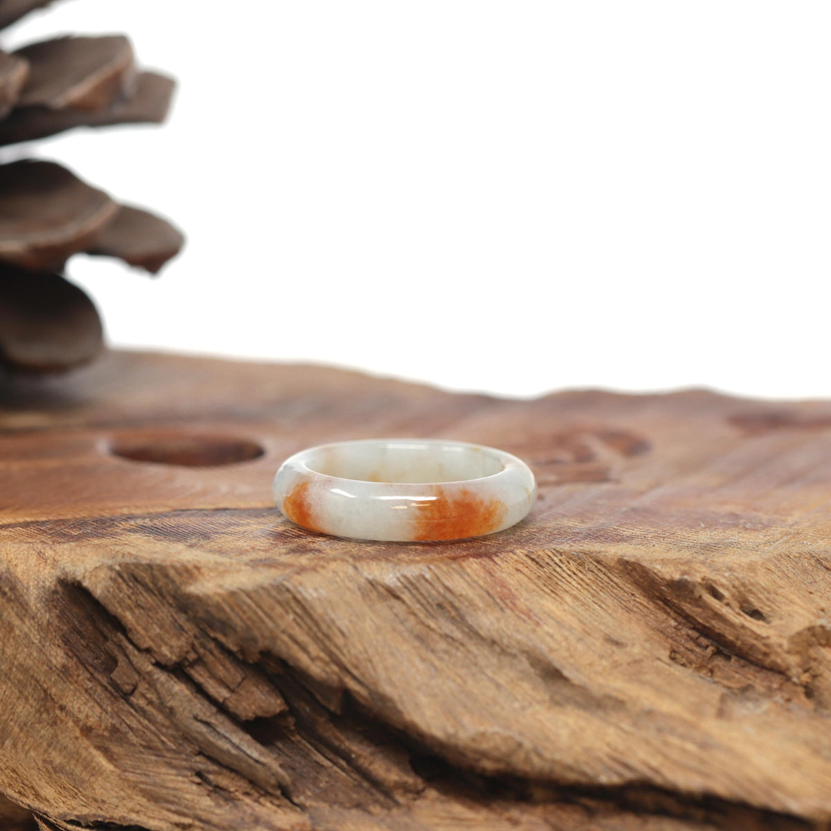 Baikalla Natural Icy Sajin Flowers (Golden Dust) Jadeite Jade Traditional Ring 
