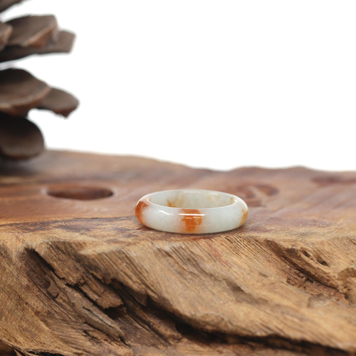 Baikalla Natural Icy Sajin Flowers (Golden Dust) Jadeite Jade Traditional Ring 